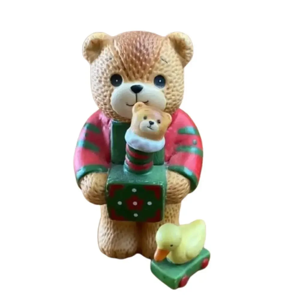 LUCY RIGG Enesco Teddy Bear With Stocking And Duck Figurine 4 Inch